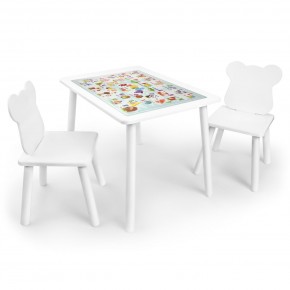 Детский комплект стол и два стула Мишка Rolti Baby с накладкой Алфавит (белая столешница/белое сиденье/белые ножки) в Челябинске - cheliabinsk.ok-mebel.com | фото
