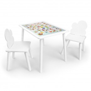 Детский комплект стол и два стула Облачко Rolti Baby с накладкой Алфавит (белая столешница/белое сиденье/белые ножки) в Челябинске - cheliabinsk.ok-mebel.com | фото