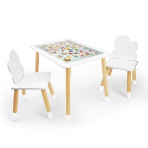 Детский комплект стол и два стула Облачко Rolti Baby с накладкой Алфавит (белая столешница/белое сиденье/береза ножки) в Челябинске - cheliabinsk.ok-mebel.com | фото