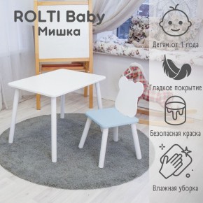 Детский комплект стол и стул «Мишка» Rolti Baby  (голубая столешница/голубое сиденье/белые ножки) в Челябинске - cheliabinsk.ok-mebel.com | фото 1