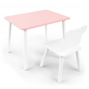Детский комплект стол и стул «Мишка» Rolti Baby (розовый/белый, массив березы/мдф) в Челябинске - cheliabinsk.ok-mebel.com | фото