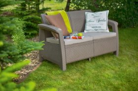 Диван пластиковый Корфу (Corfu love seat) капучино - песок в Челябинске - cheliabinsk.ok-mebel.com | фото 2