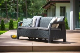 Диван пластиковый Корфу Макс (Corfu love seat max) графит в Челябинске - cheliabinsk.ok-mebel.com | фото 3