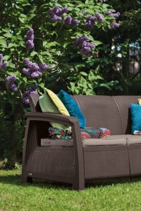 Диван пластиковый Корфу Макс (Corfu love seat max) коричневый в Челябинске - cheliabinsk.ok-mebel.com | фото 2