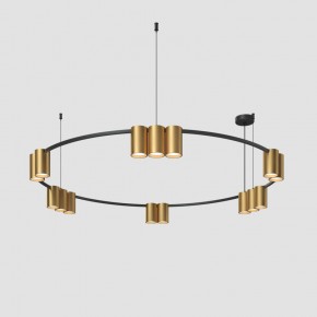 DK4067-BK+SG Подвесной светильник ORBIT, IP20, 15xGU10 LED, до 15 Вт, черный + сатинированное золото, алюминий в Челябинске - cheliabinsk.ok-mebel.com | фото