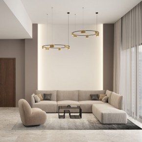 DK4067-BK+SG Подвесной светильник ORBIT, IP20, 15xGU10 LED, до 15 Вт, черный + сатинированное золото, алюминий в Челябинске - cheliabinsk.ok-mebel.com | фото 4