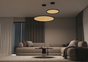 DK6616-BK Подвесной горизонтальный светильник Veil со светодиодом H900 d600 220V 48W 3000-6000K IP20 черный алюминий в Челябинске - cheliabinsk.ok-mebel.com | фото 5
