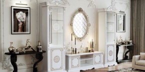 Гостиная Грация (комплект) белый/золото в Челябинске - cheliabinsk.ok-mebel.com | фото