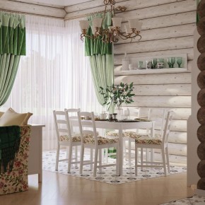 Комлект Вествик обеденный стол и четыре стула, массив сосны, цвет белый в Челябинске - cheliabinsk.ok-mebel.com | фото