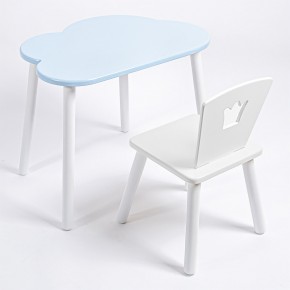 Комплект детский стол ОБЛАЧКО и стул КОРОНА ROLTI Baby (голубая  столешница/белое сиденье/белые ножки) в Челябинске - cheliabinsk.ok-mebel.com | фото