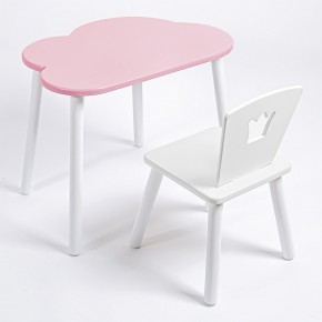 Комплект детский стол ОБЛАЧКО и стул КОРОНА ROLTI Baby (розовая столешница/белое сиденье/белые ножки) в Челябинске - cheliabinsk.ok-mebel.com | фото