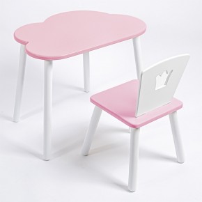 Комплект детский стол ОБЛАЧКО и стул КОРОНА ROLTI Baby (розовая столешница/розовое сиденье/белые ножки) в Челябинске - cheliabinsk.ok-mebel.com | фото