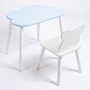 Комплект детский стол ОБЛАЧКО и стул МИШКА ROLTI Baby (голубая столешница/белое сиденье/белые ножки) в Челябинске - cheliabinsk.ok-mebel.com | фото