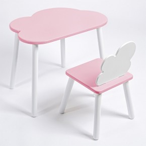 Комплект детский стол ОБЛАЧКО и стул ОБЛАЧКО ROLTI Baby (розовая столешница/розовое сиденье/белые ножки) в Челябинске - cheliabinsk.ok-mebel.com | фото