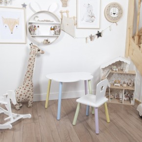 Комплект детский стол ОБЛАЧКО и стул ЗВЕЗДА ROLTI Baby (белая столешница/белое сиденье/цветные ножки) в Челябинске - cheliabinsk.ok-mebel.com | фото