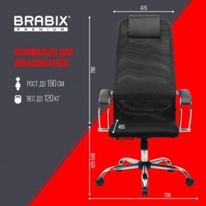 Кресло BRABIX PREMIUM "Ultimate EX-800" хром, плотная двойная сетка Х2, черное, 532911 в Челябинске - cheliabinsk.ok-mebel.com | фото 6