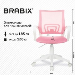 Кресло BRABIX "Fly MG-396W", с подлокотниками, пластик белый, сетка, розовое, 533008 в Челябинске - cheliabinsk.ok-mebel.com | фото 5