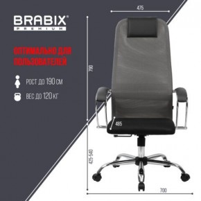 Кресло офисное BRABIX PREMIUM "Ultimate EX-800" хром, плотная двойная сетка Х2, черное/серое, 532912 в Челябинске - cheliabinsk.ok-mebel.com | фото 3