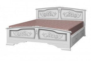 ЕЛЕНА Кровать из массива 1600 (Белый жемчуг) с 2-мя ящиками в Челябинске - cheliabinsk.ok-mebel.com | фото