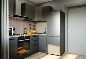 Кухня угловая Антрацит 2200х1000 (Стол. 38мм) в Челябинске - cheliabinsk.ok-mebel.com | фото