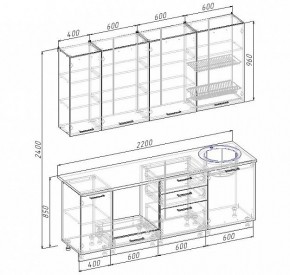 Кухонный гарнитур Антрацит 2200 (Стол. 26мм) в Челябинске - cheliabinsk.ok-mebel.com | фото 3