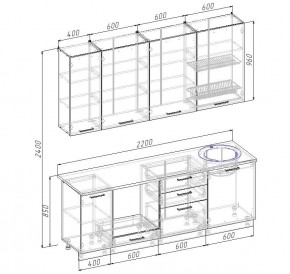 Кухонный гарнитур Капри 2200 h950 (Стол. 38мм) в Челябинске - cheliabinsk.ok-mebel.com | фото 2