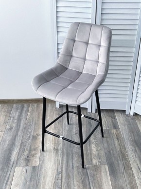 Полубарный стул ХОФМАН, цвет H-09 Светло-серый, велюр / черный каркас H=63cm М-City в Челябинске - cheliabinsk.ok-mebel.com | фото 4