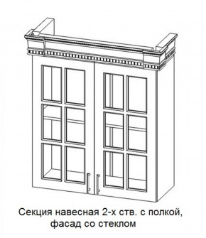 Секция навесная 2-х ств. с полкой "Верона", фасад со стеклом (800) в Челябинске - cheliabinsk.ok-mebel.com | фото