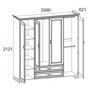 Шкаф 4D2S Z, TIFFANY, цвет вудлайн кремовый в Челябинске - cheliabinsk.ok-mebel.com | фото