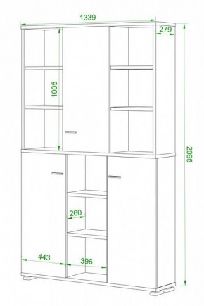 Шкаф книжный Домино ПУ-40-3 в Челябинске - cheliabinsk.ok-mebel.com | фото 2