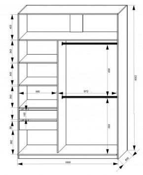 Шкаф-купе 1600 серии SOFT D8+D2+B2+PL4 (2 ящика+F обр.штанга) профиль «Графит» в Челябинске - cheliabinsk.ok-mebel.com | фото 2