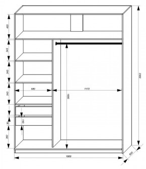 Шкаф-купе 1800 серии SOFT D1+D3+B2+PL1 (2 ящика+1штанга) профиль «Графит» в Челябинске - cheliabinsk.ok-mebel.com | фото 3