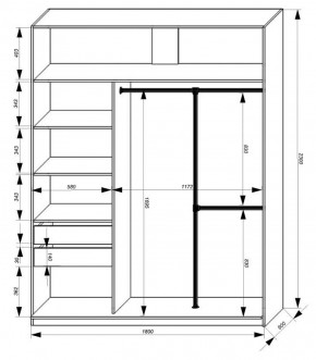 Шкаф-купе 1800 серии SOFT D8+D2+B2+PL4 (2 ящика+F обр.штанга) профиль «Графит» в Челябинске - cheliabinsk.ok-mebel.com | фото 3