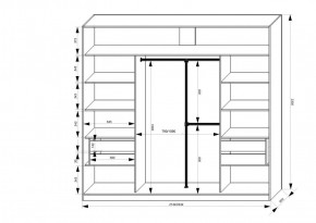 Шкаф-купе 2150 серии NEW CLASSIC K4+K4+K4+B22+PL4(по 2 ящика лев/прав+F обр.штанга) профиль «Капучино» в Челябинске - cheliabinsk.ok-mebel.com | фото 3