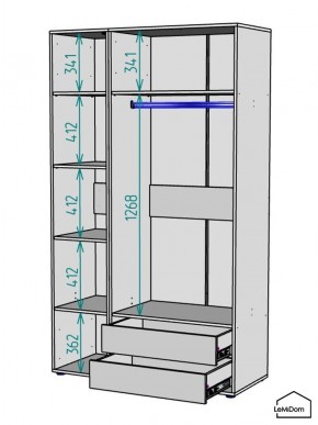 Шкаф Linnea MHR-3-2 2050х1200х510 (ДВ-М 11.1.25) в Челябинске - cheliabinsk.ok-mebel.com | фото 3