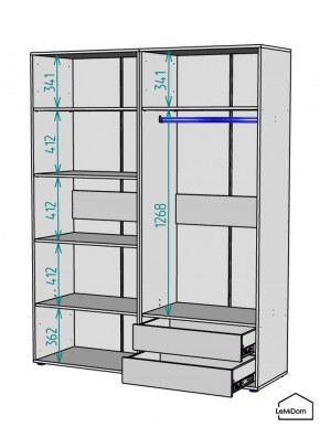 Шкаф Linnea MHR-4PO-2 2050х1600х510 (Белый-М 11.1.2) в Челябинске - cheliabinsk.ok-mebel.com | фото 3