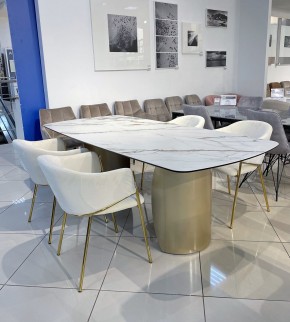 Стол BRONTE 220 KL-188 Контрастный мрамор матовый, итальянская керамика/ Шампань, ®DISAUR в Челябинске - cheliabinsk.ok-mebel.com | фото 3