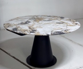 Стол TERAMO 135 GLOSS GRAND JADE SOLID CERAMIC, керамика, поворотн.механизм / Черный каркас, ®DISAUR в Челябинске - cheliabinsk.ok-mebel.com | фото 5