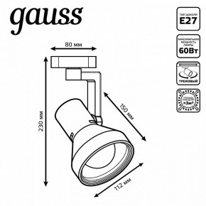 Светильник на штанге Gauss Track Light TR005 в Челябинске - cheliabinsk.ok-mebel.com | фото 6
