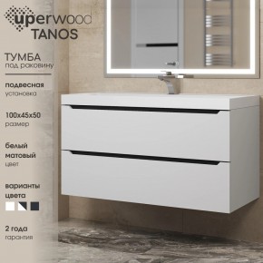 Тумба под раковину Uperwood Tanos 100 см, подвесная, белая/графит в Челябинске - cheliabinsk.ok-mebel.com | фото 3
