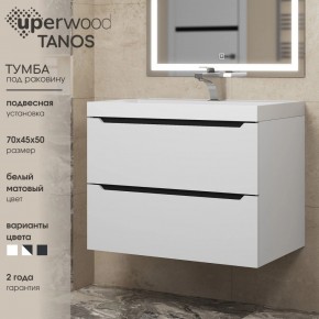 Тумба под раковину Uperwood Tanos 70 см, подвесная, белая/графит в Челябинске - cheliabinsk.ok-mebel.com | фото 3