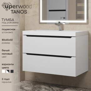 Тумба под раковину Uperwood Tanos 80 см, подвесная, белая/графит в Челябинске - cheliabinsk.ok-mebel.com | фото 3