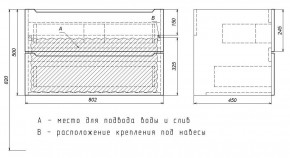 Тумба под раковину Uperwood Tanos 80 см, подвесная, белая/графит в Челябинске - cheliabinsk.ok-mebel.com | фото 7