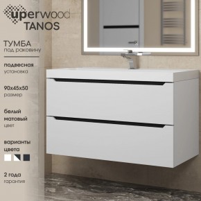 Тумба под раковину Uperwood Tanos 90 см, подвесная, белая/графит в Челябинске - cheliabinsk.ok-mebel.com | фото 3
