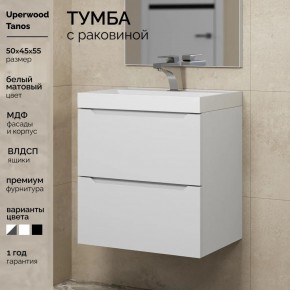 Тумба с раковиной Uperwood Tanos 50 см, подвесная, белая матовая в Челябинске - cheliabinsk.ok-mebel.com | фото 5